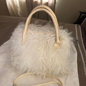 Jill Sanders Faux Fur ivory bag/satchel